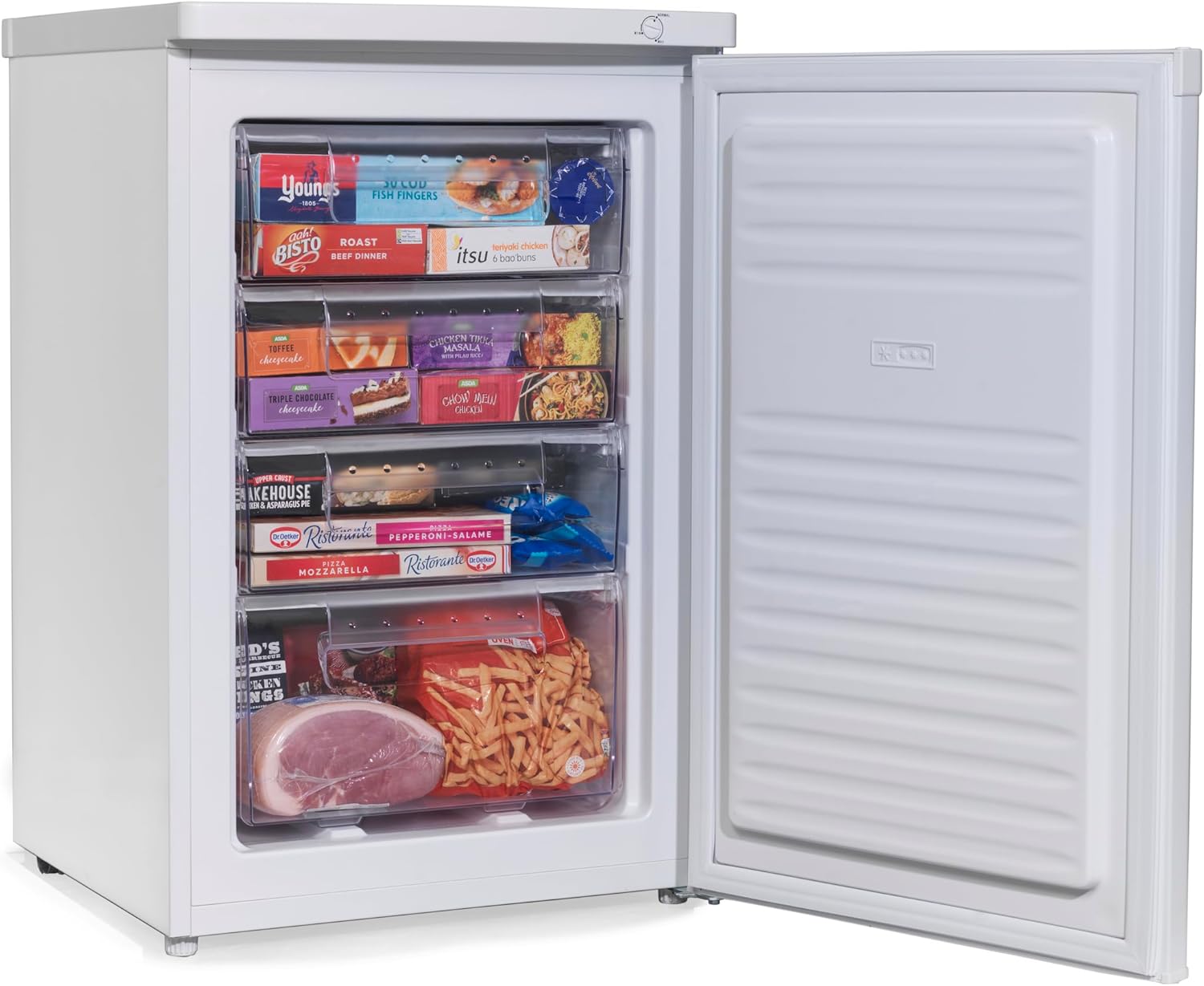 English Electric Under Counter Freezer EEF085H 91 Litre 55cm wide, White, Reversible Door - 4 Freezer Drawers (EEF085H).