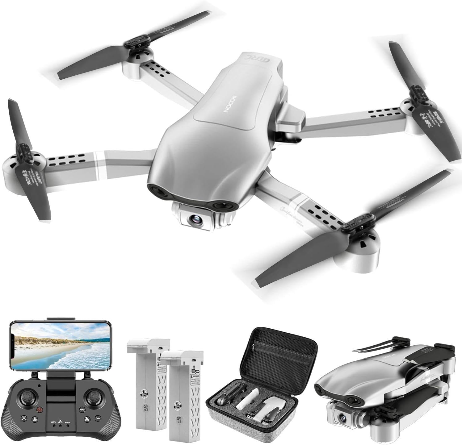 4DRC F3 GPS Drone for Adults with 4K Camera 5G FPV Live Video for Beginners, Foldable RC Quadcopter with Auto Return Home, Follow Me,Dual Cameras,Tap Fly,2 Batteries, Includes Carrying Case.