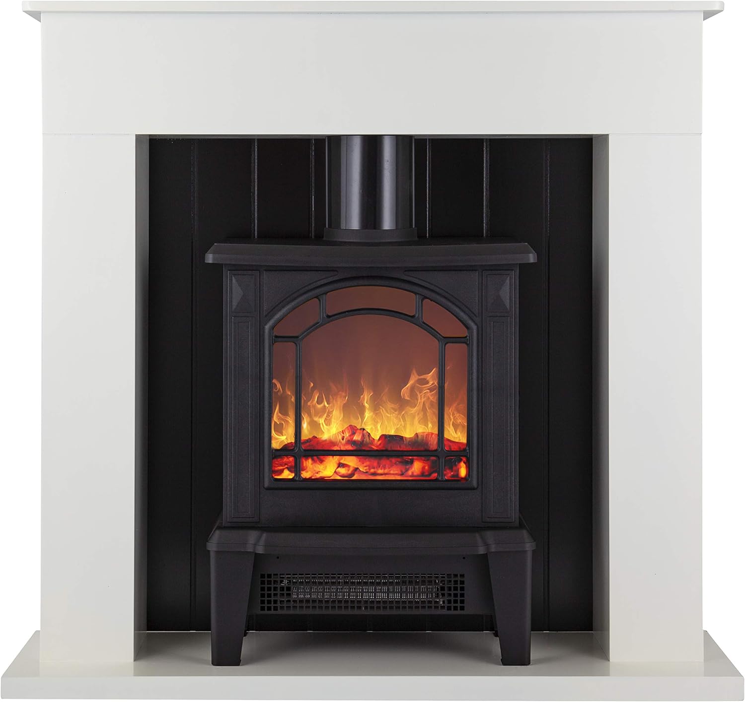 Warmlite WL45037W Ealing Electric Fireplace Suite with Adjustable Thermostat Control, 2 Heat Settings, 1800W, White.