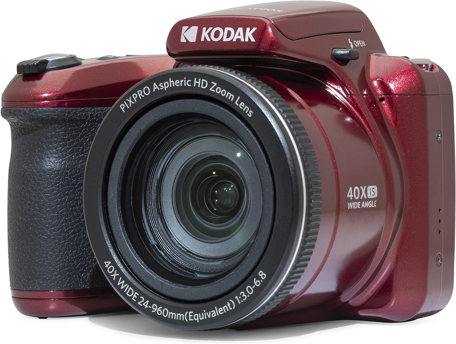 KODAK Pixpro Astro Zoom AZ405 Digital Camera Bridge, 24 mm Wide Angle, 20 Megapixels, LCD 3, Full HD 1080p Video, OIS, AA Battery - Red.