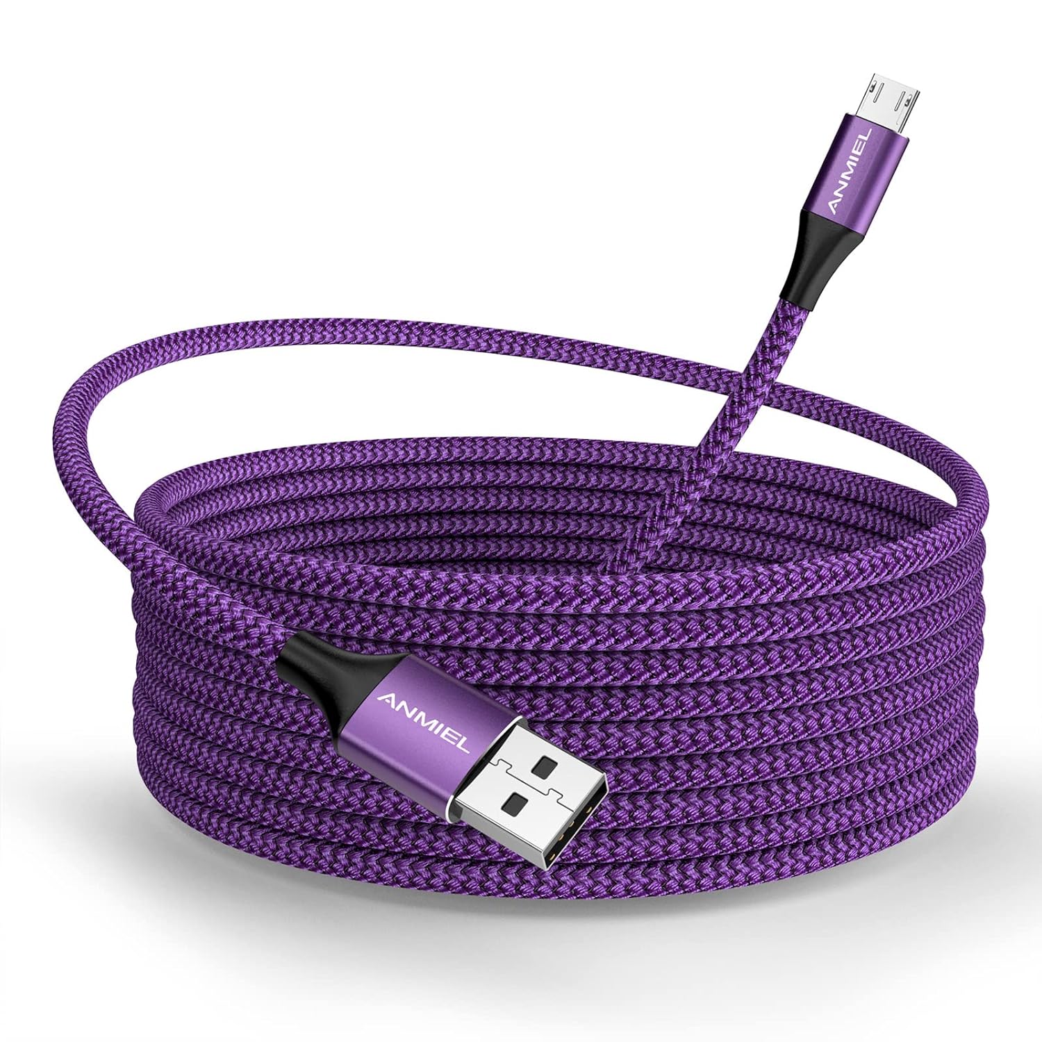 ANMIEL Micro USB Cable 2M Android Charger Cable 2.4A Nylon Braided Fast Charging Cable for PS4, Samsung Galaxy S7 S6 S5 J7 J5 J6 J3, Note, LG, Nexus, Nokia, Xbox,HTC,Sony, Kindle Fire,and More.