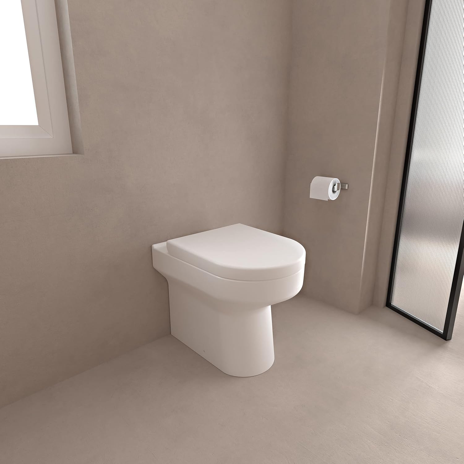 Bathroom Traditional Close Coupled Toilet Soft Close Seat Modern WC.