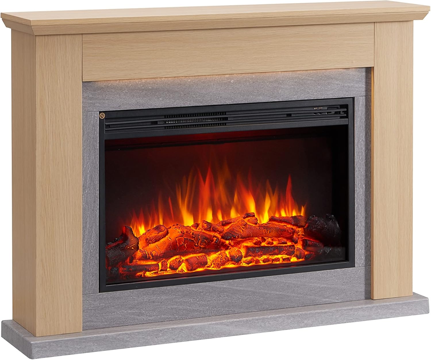 FLAMME Ingleton Fireplace with 48" surround with 2kW Fireplace Heater Natural Oak Multiple Colours Available.