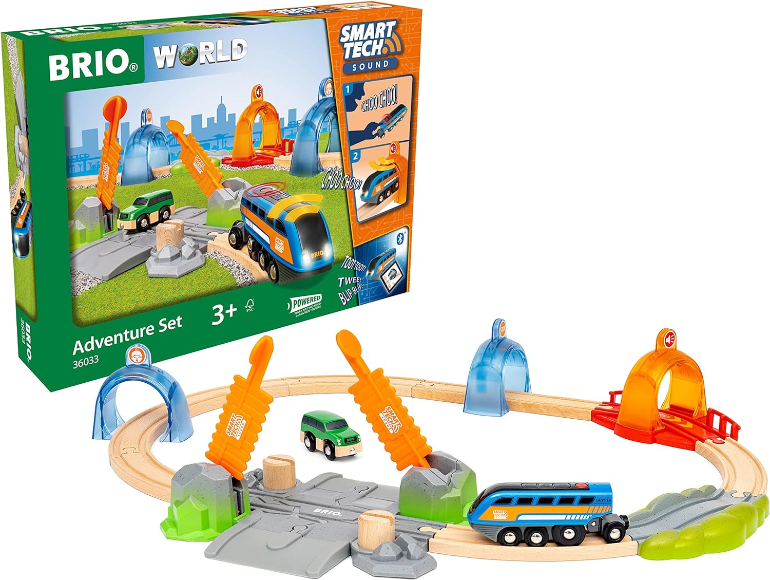 BRIO World Smart Tech Sound Adventure Battery Powered Train Set for Kids Age 3 Years Up [Amazon Exclusive].