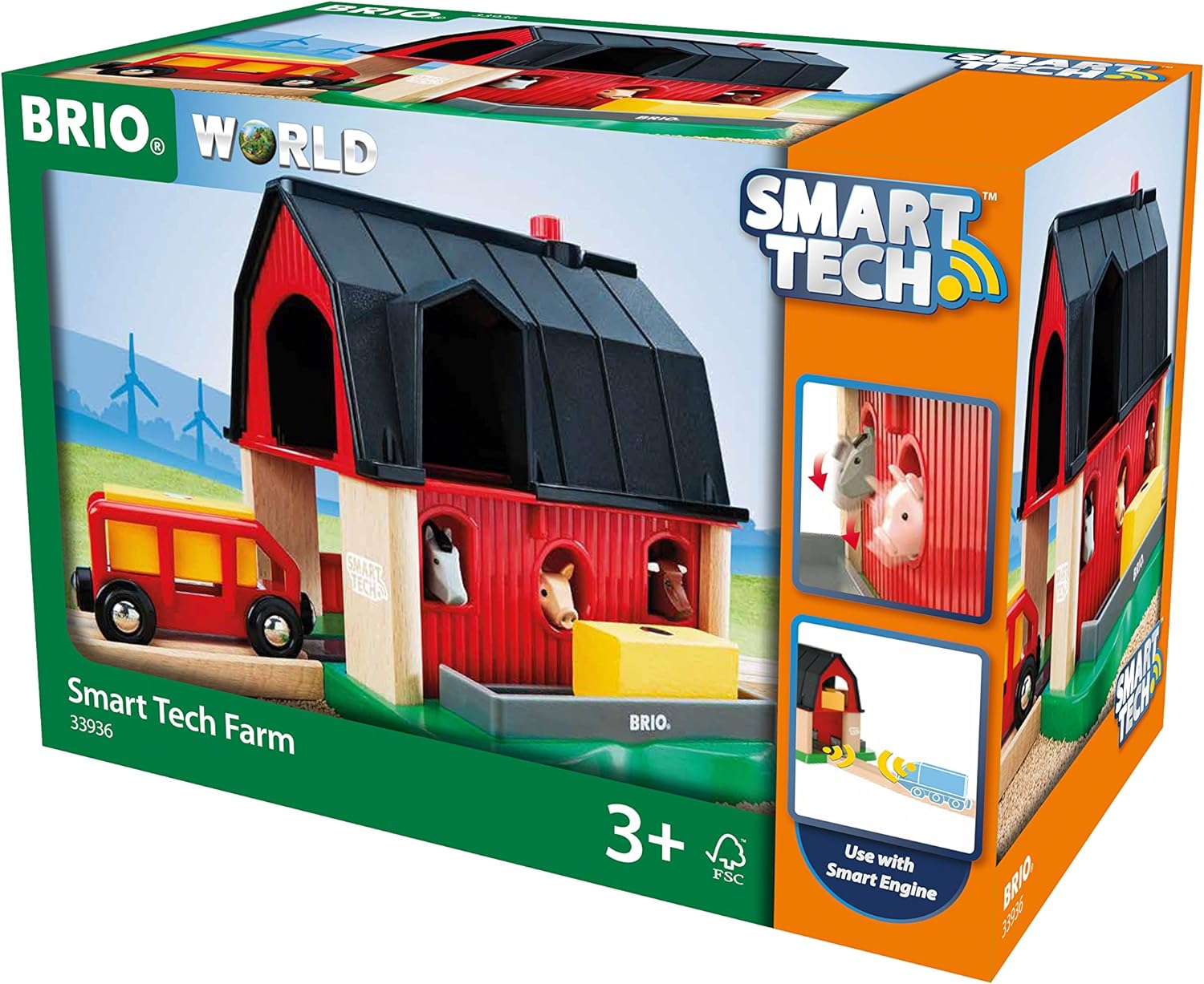 BRIO World Smart Tech Farm Barn for Kids Age 3 Years Up - Compatible with all BRIO Train Sets & Accessories.