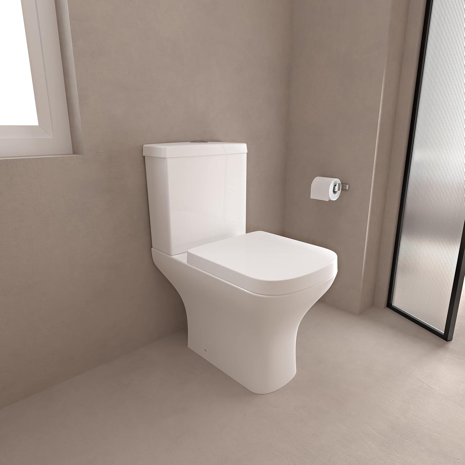 Bathroom Traditional Close Coupled Toilet Soft Close Seat Modern WC.