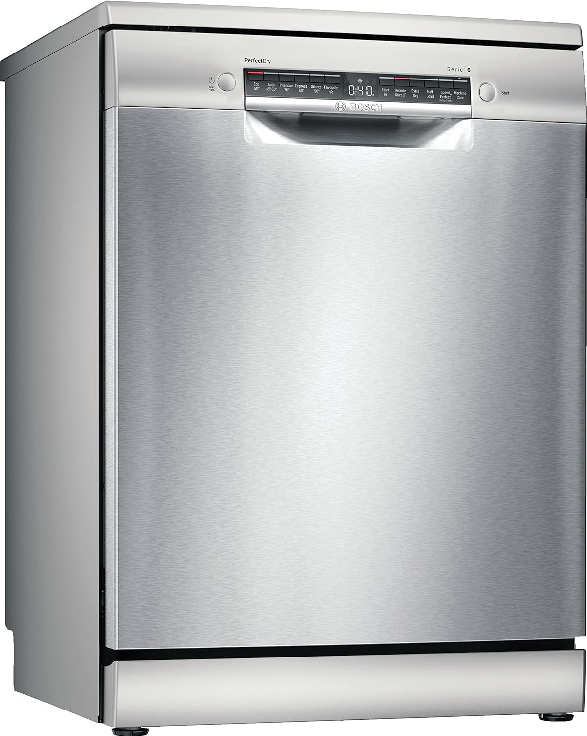 Bosch Home & Kitchen Appliances Bosch Series 6 SMS6ZCI00G Dishwasher with 14 place settings, 9.5 litre water consumption, PerfectDry, Rackmatic, Freestanding, Silver Inox.