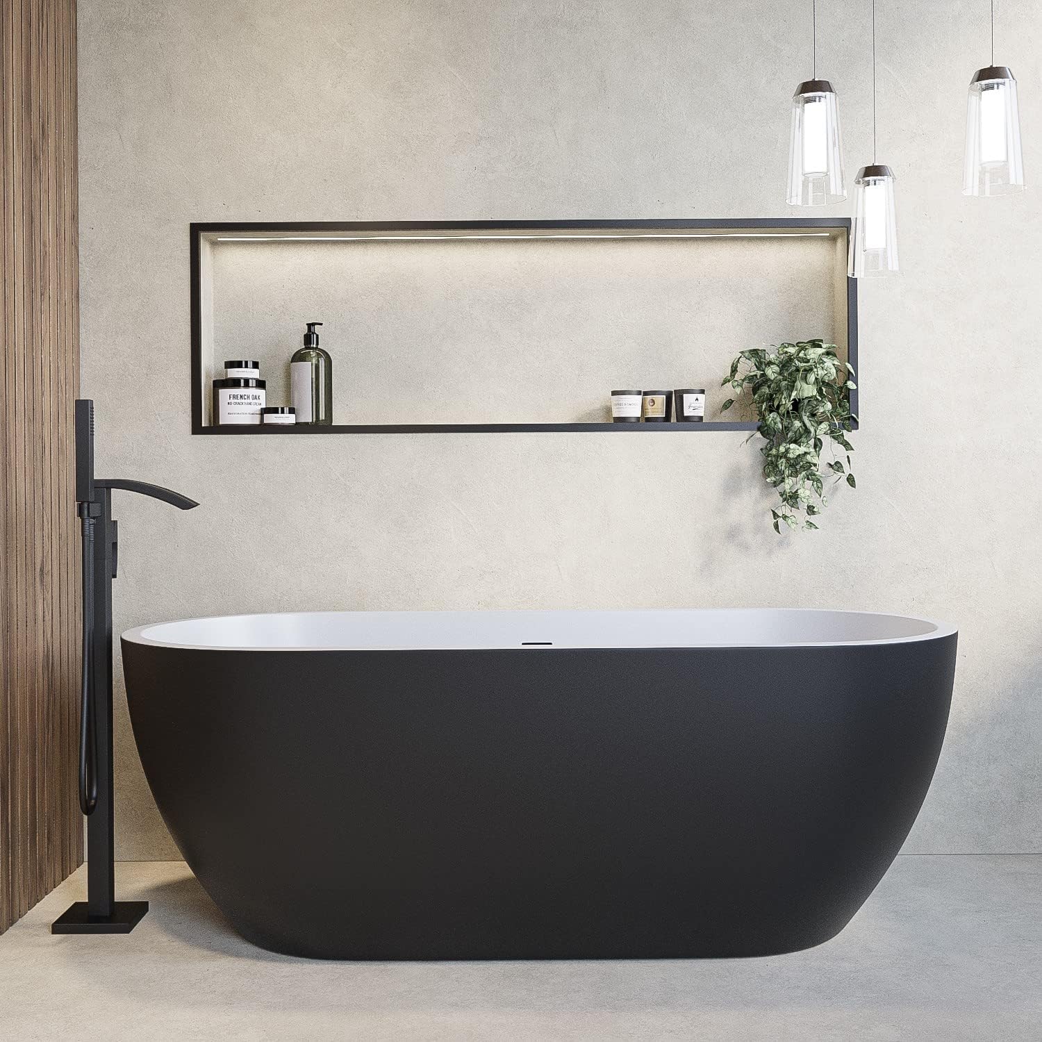 Black Freestanding Double Ended Bath 1650 x 750mm - Sintra.