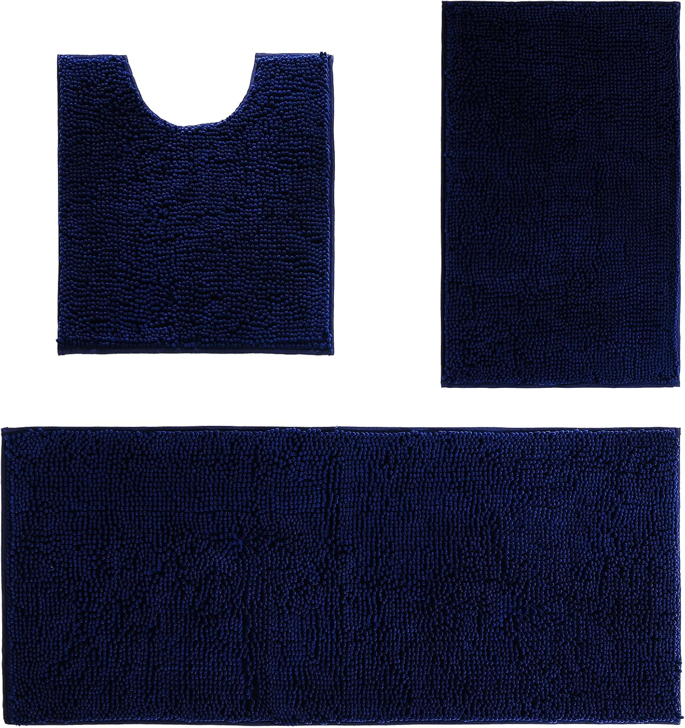 Bathroom Mat, Bathroom Non-slip Mat, Bath Mat Set 3 Pieces Absorbent Non-Slip Bath Mat Toilet Rug Bath Rug for Bathroom, Bedroom, Kitchen, 20x20in 50x50cm/16x24in 40x60cm/20x32in 50x80cm (Blue).