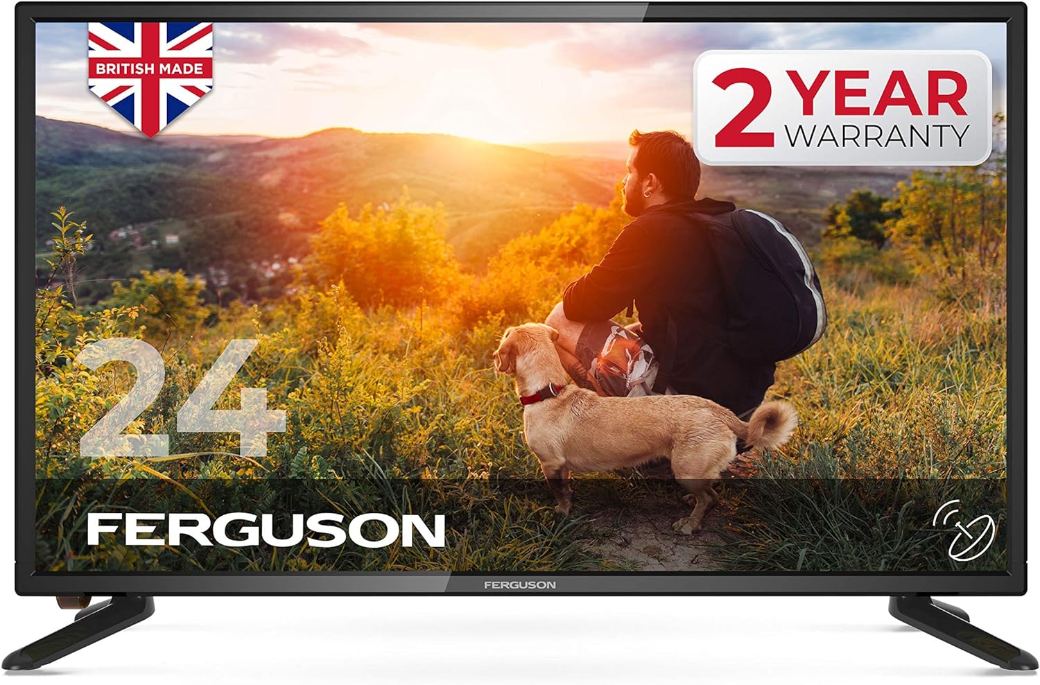 Ferguson F2420S 24 inch HD Ready LED Digital TV with Built-in Freeview T2 HD & Satellite Tuner and Freeview T2 HD, Black.