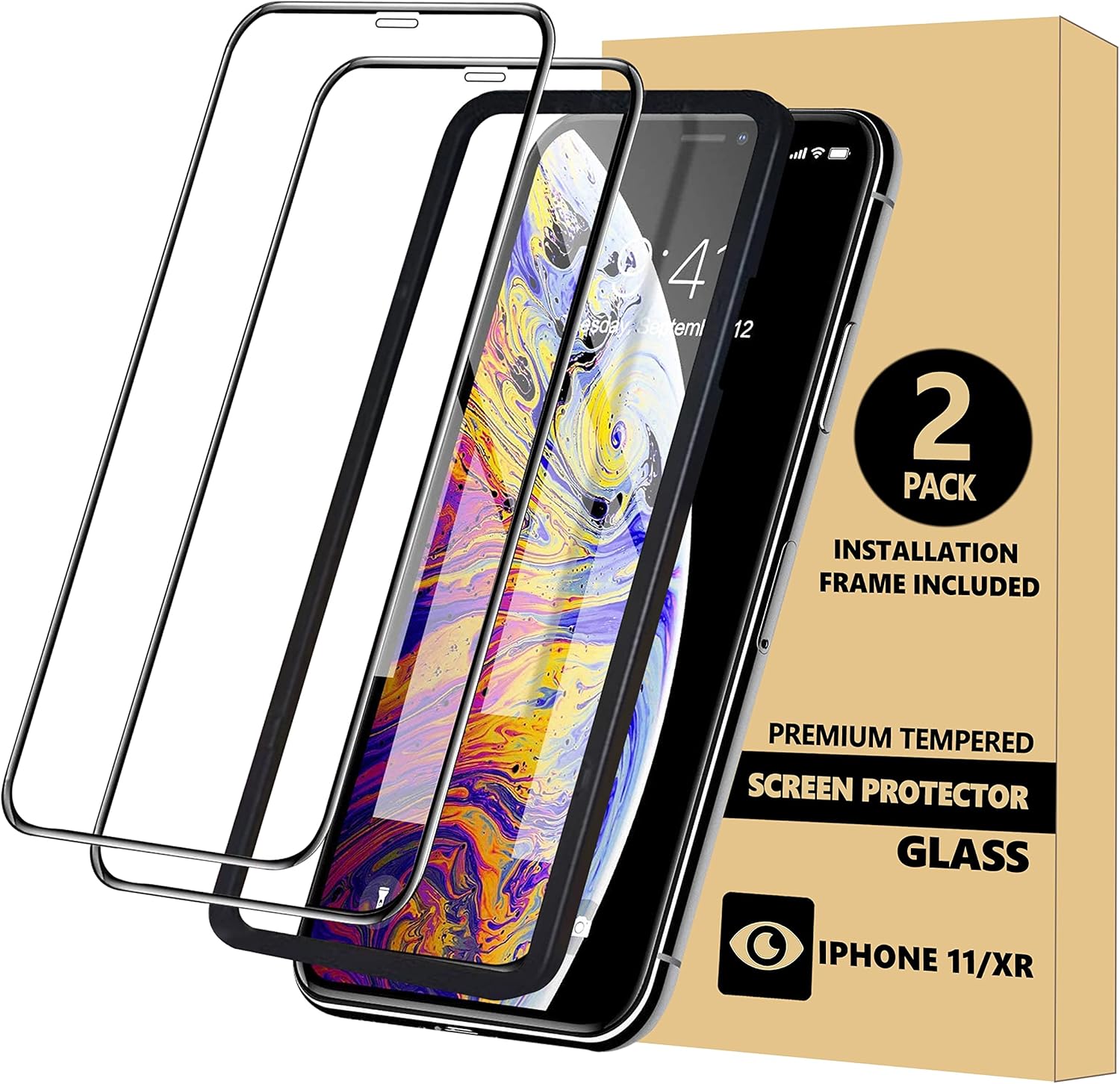 Elexal iPhone 13/13Pro Tempered Glass Screen Protector, Screen Protector for iPhone 13/13Pro [Full Screen Coverage] [Case Friendly] [Bubble Free] - 2 Pack.