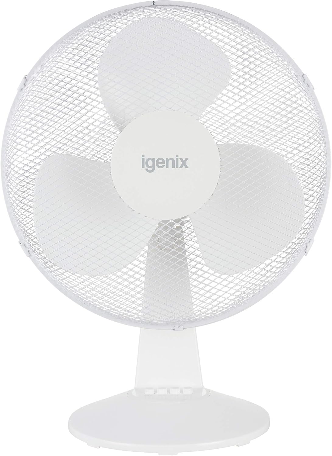 Igenix DF1610 Portable Desk Fan, 16 Inch, 50 W Power, 3 Speed Settings, Adjustable Tilt Angle, Quiet Operation, Oscillating, Desktop/Bedside Fan, Ideal for Home and Office, White.