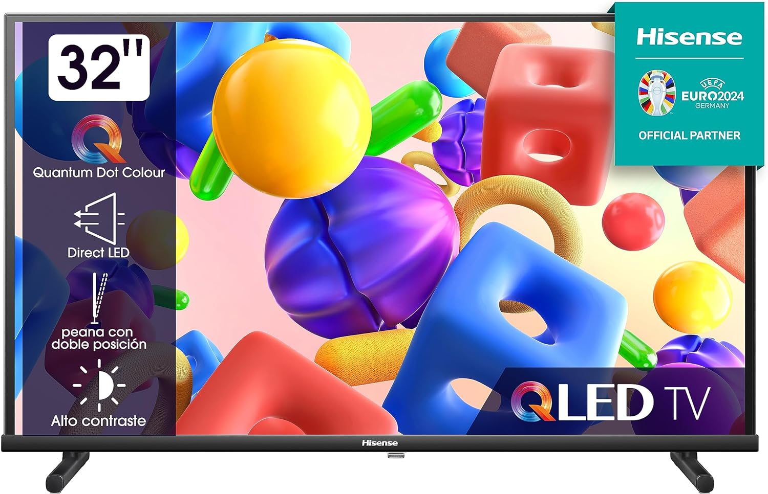 Hisense 32A5KQ 80 cm (32 Inch) QLED TV Full HD, Smart TV, Triple Tuner DVB-T2 / T/C / S2 / S, USB-C, Dual Positioning, Works with Alexa, WiFi, Game Mode, Hotel Mode, Black [2 023].