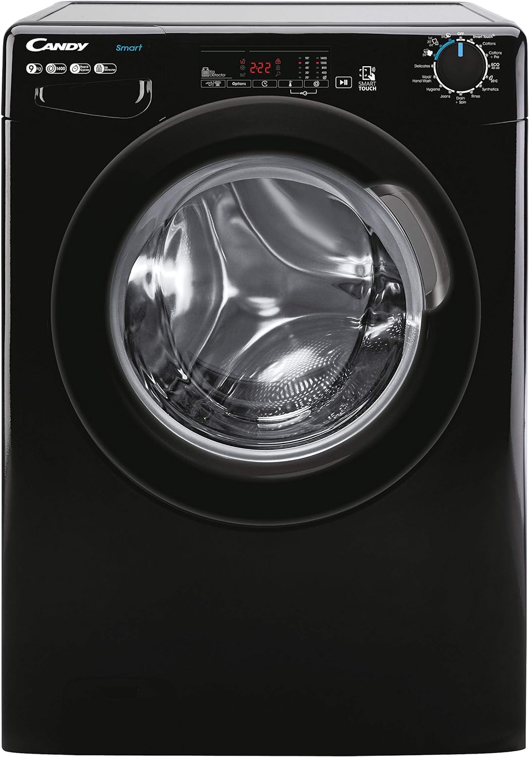 Candy Smart Pro CS149TBBE Freestanding Washing Machine, 9 kg Load, 1400 rpm, Black, Decibel rating: 61, EU Acoustic Class: A.