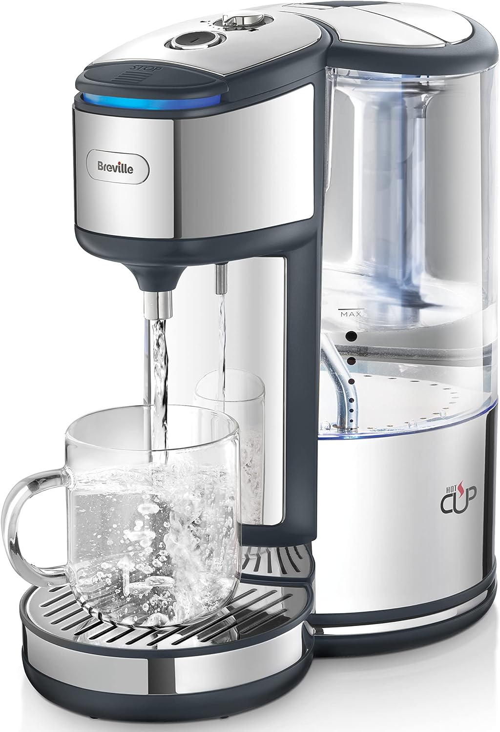 Breville BRITA HotCup Hot Water Dispenser | With integrated water filter | 3kW Fast Boil & Variable Dispense | 1.8L | Energy-efficient use | Stainless Steel [VKJ367], Silver/Black.