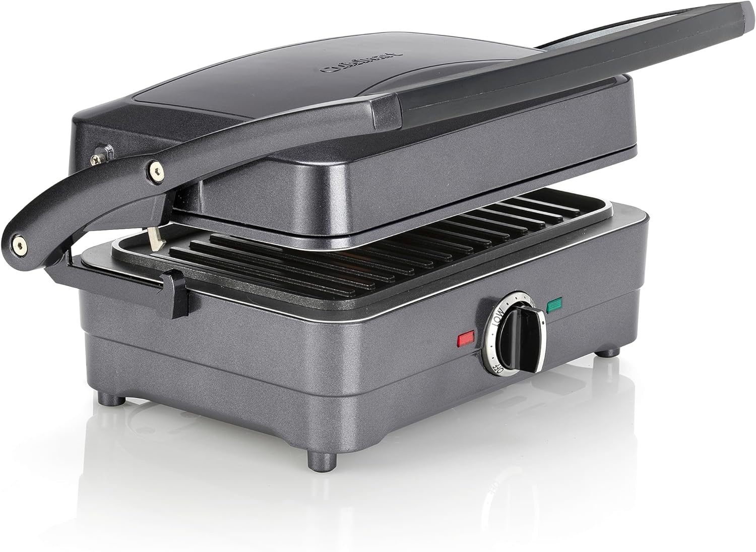 Cuisinart 2-in-1 Grill and Sandwich Maker, Non-Stick Removable Plates, Midnight Grey, GRSM4U.