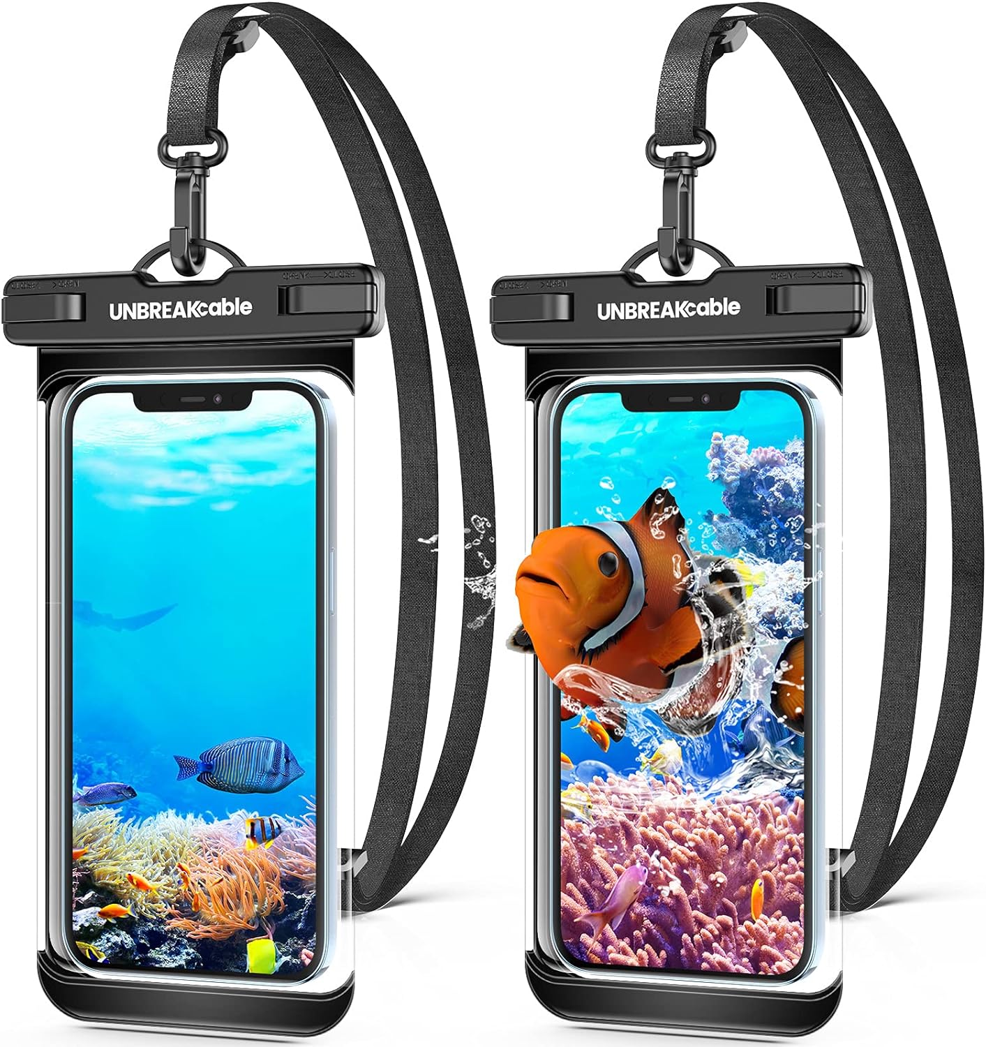 UNBREAKcable Waterproof Phone Case, 2-Pack IPX8 Universal Waterproof Phone Pouch Dry Bag for iPhone 15 14 13 12 11 Pro Max XR X XS SE 2022 8 Samsung S24 S23 S22 Ultra S21 Huawei P60 Mate 60 up to 7"