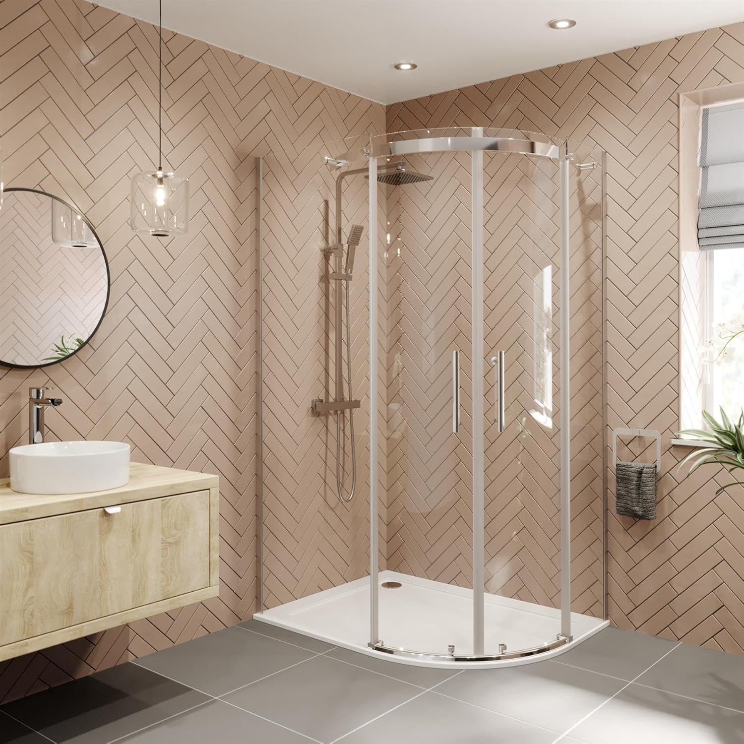 1200 x 900mm LH Offset Quadrant Shower Enclosure Frameless 8mm Safety Glass.