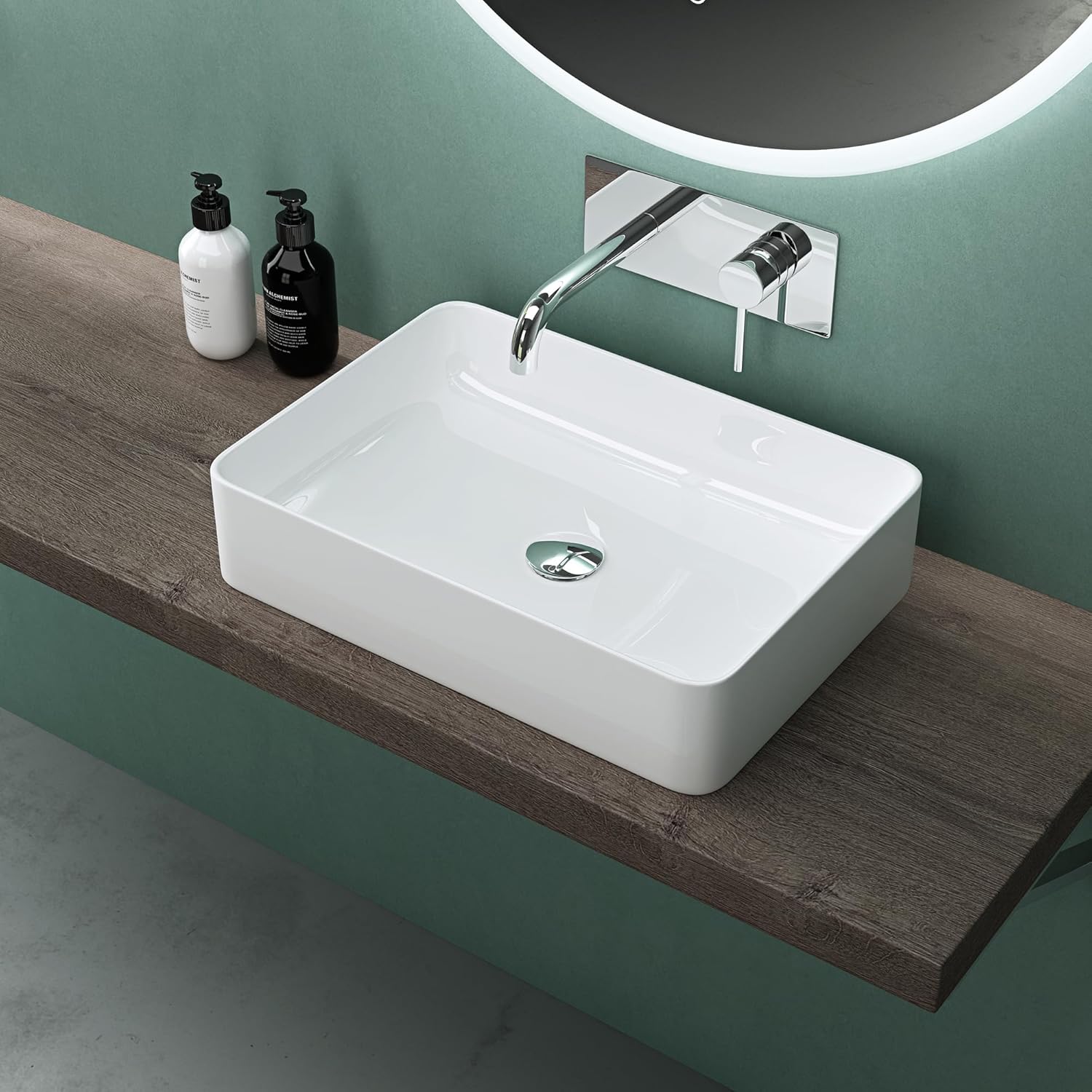 Mai & Mai Countertop Basin Made of Ceramic with Nano-Coating WDH: 50x35x11cm White Sink Brussels105.