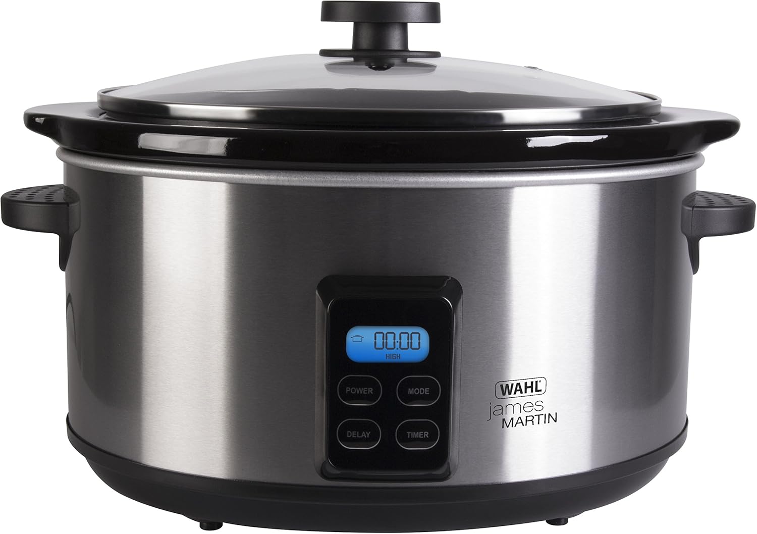 Wahl James Martin Digital Slow Cooker, 4.7L Ceramic Pot (Feeds up to 5 People), Programmable, LCD Digital Timer, 2 Heat Settings, Glass Lid, Brushed Stainless Steel, 6.42KG.