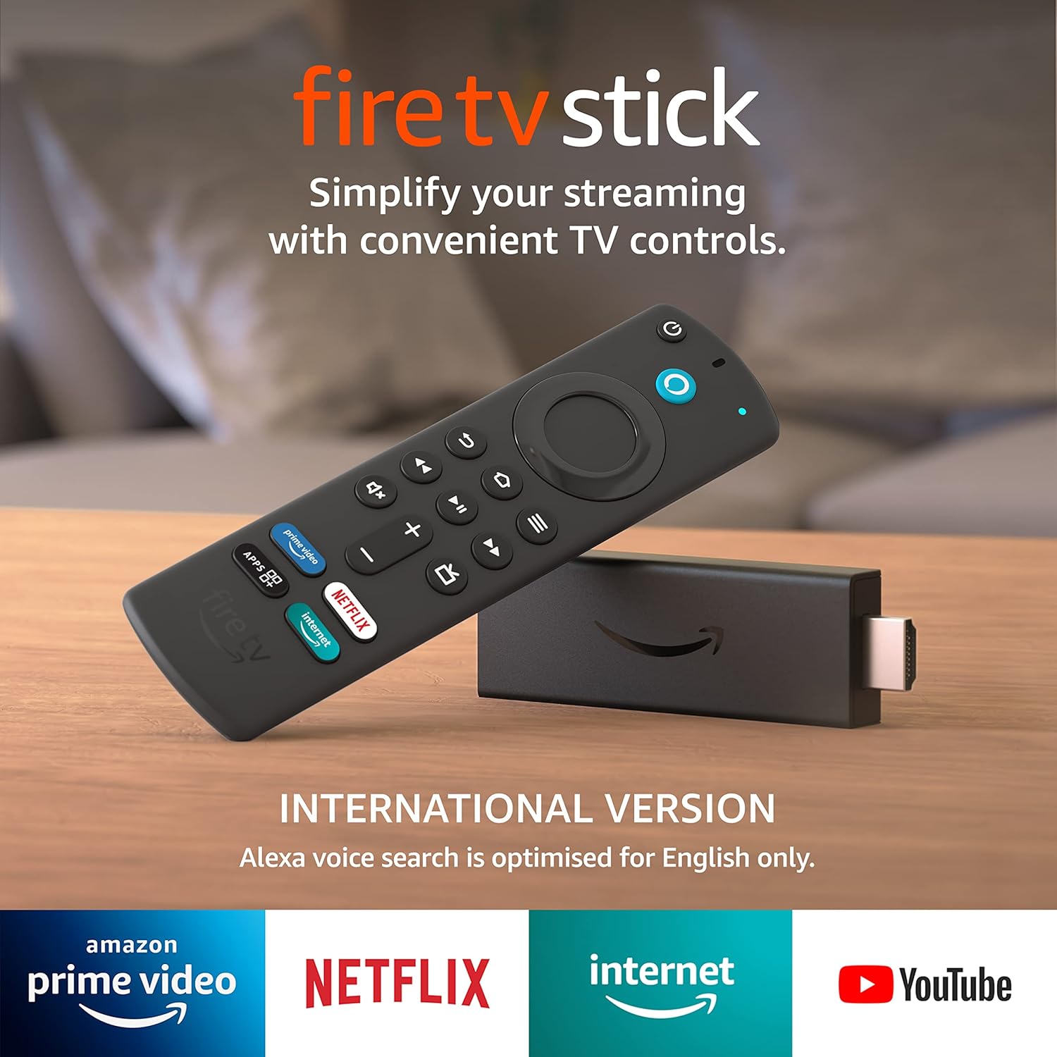 Fire TV Stick International Version with Alexa Voice Remote | HD streaming device.