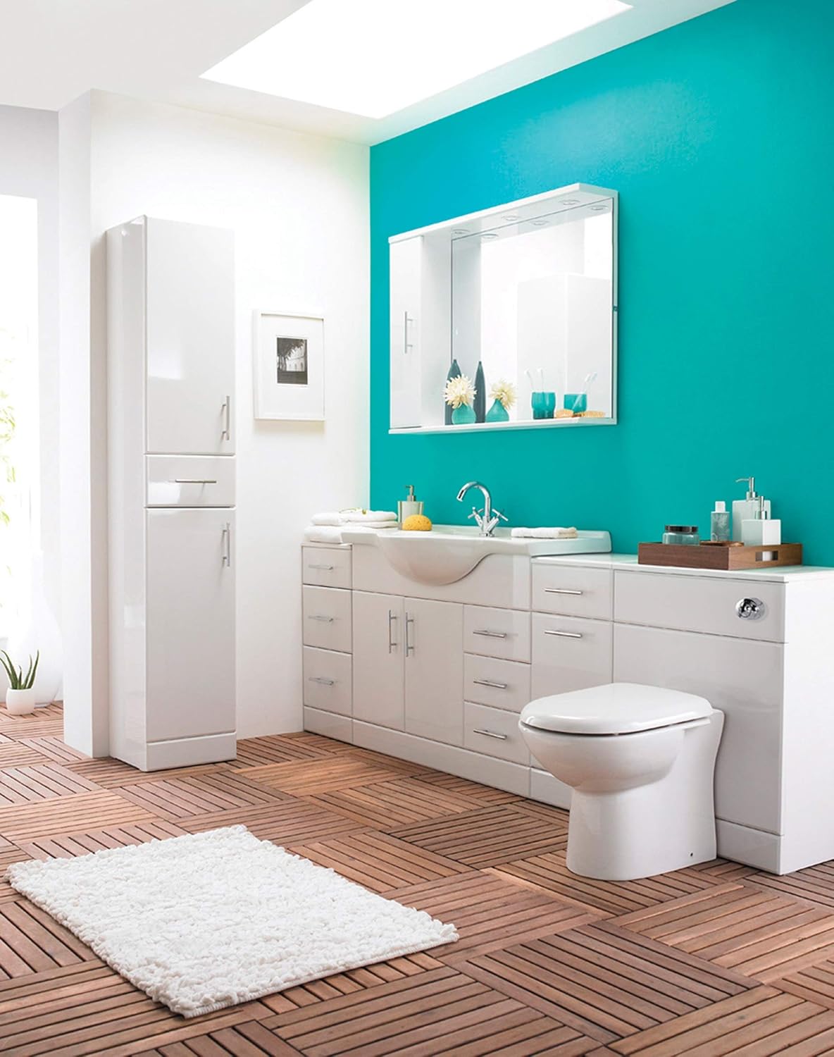 VeeBath Linx 2600mm Bathroom Vanity Unit Cabinet Combination Set with Storage and WC Toilet Unit, Pan and Cistern.