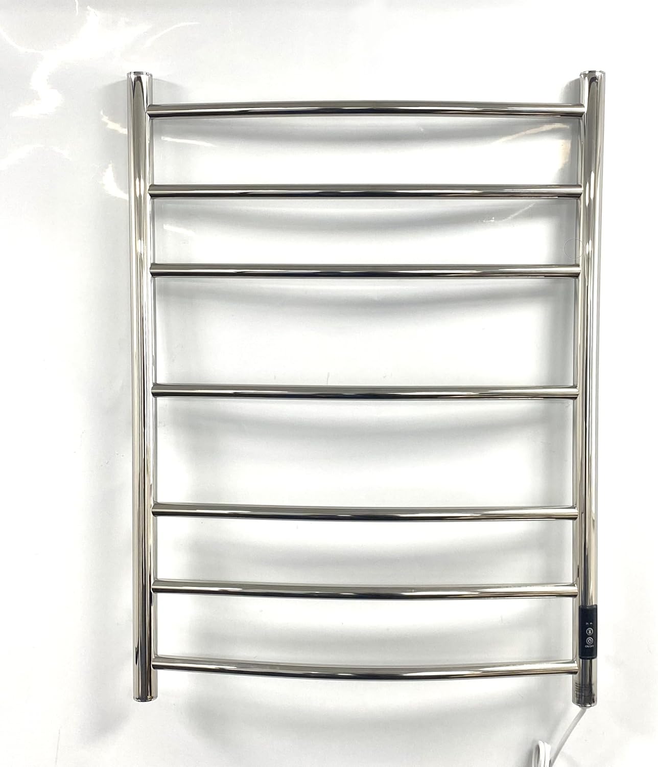 Greened House Siena Stainless Steel Electric Heated Towel Rail H800mm W600mm Mirror Polished Finish.