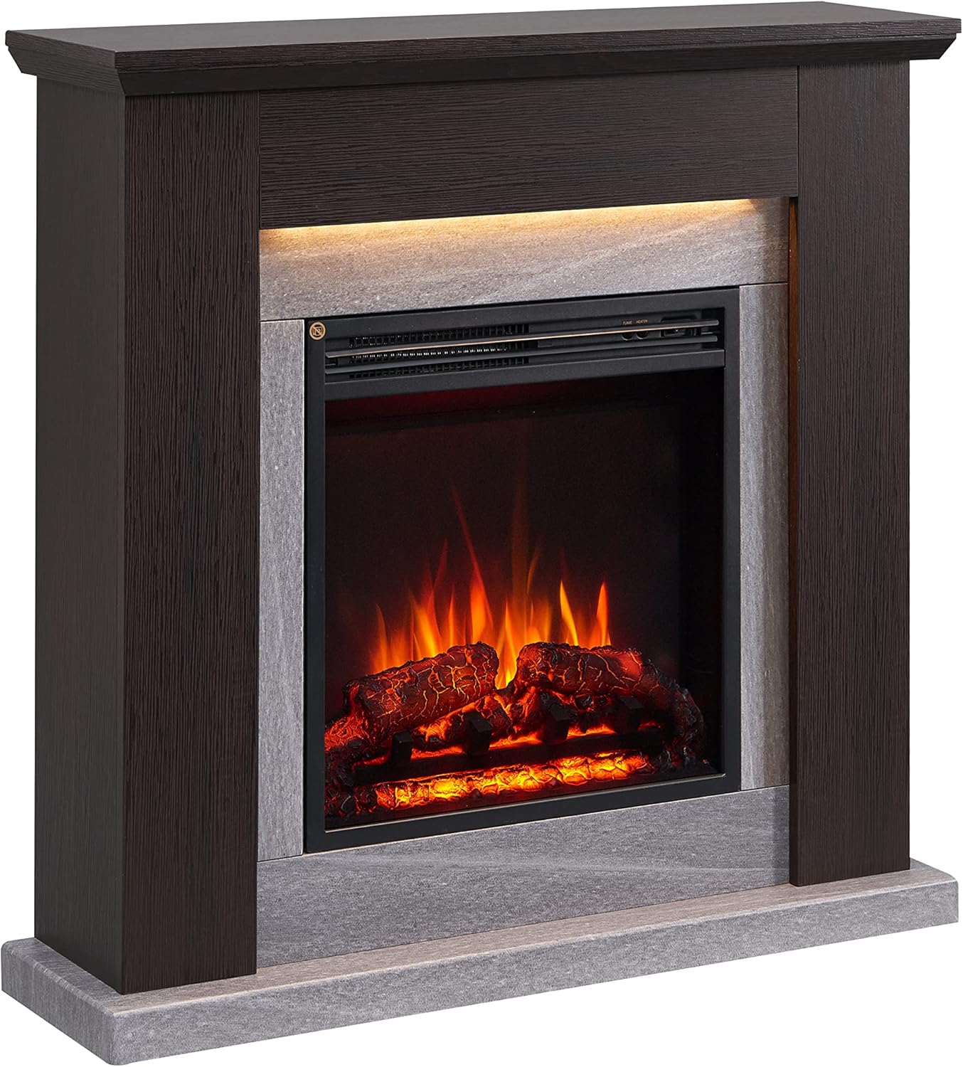 FLAMME Stratford Fireplace with 35" surround with 2kW Fireplace Heater Espresso Oak Multiple Colours Available.