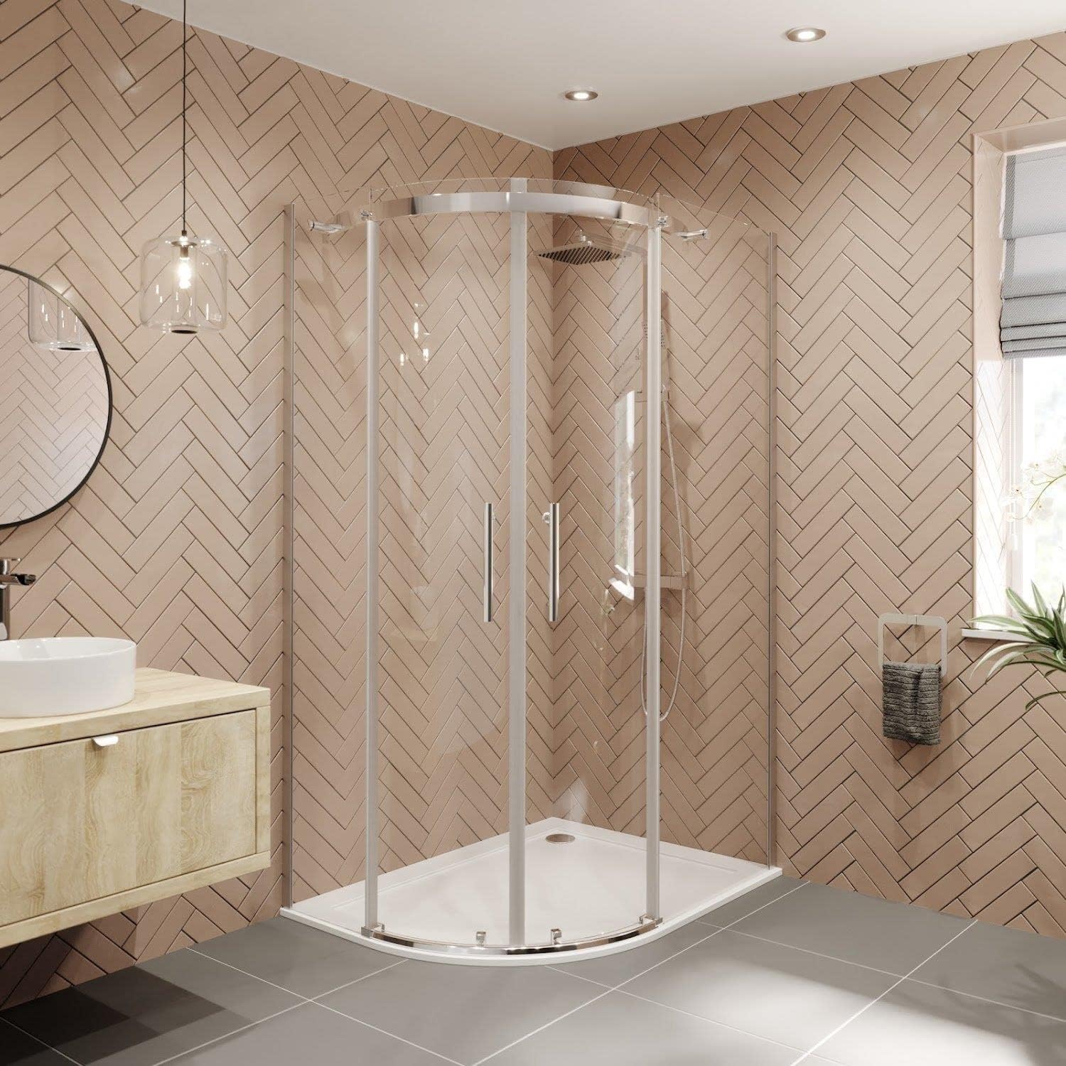 1200 x 900mm LH Offset Quadrant Shower Enclosure Frameless 8mm Safety Glass.