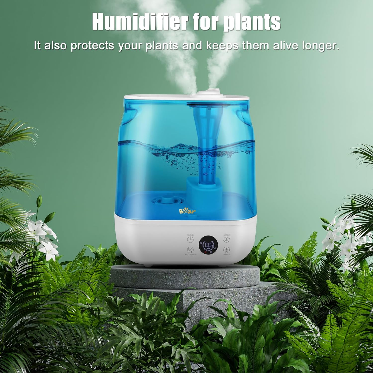 Bear Humidifier for Bedroom,6L Cool Mist for Large Room,LED Display with Quiet Sleep Auto Mode,35 Hours Running Time,360° Rotatable Steam Nozzle,with Aromatherapy Tray,Automatic Shut-Off.