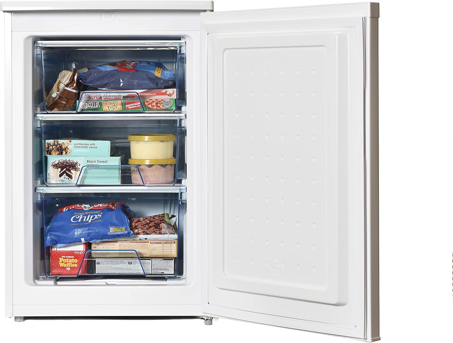 Igenix IG355W Freestanding Under Counter Freezer with 3 Large Drawers, Reversible Door, 88 Litre Freezer Capacity, 55 cm Wide, White.