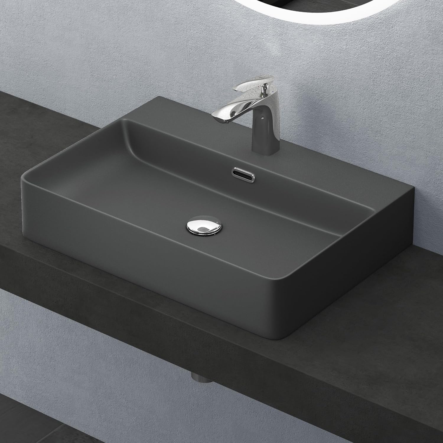 Mai & Mai Countertop Basin Ceramic Wall-Mounted Bathroom Basin 42x42x12cm White Sink with Tap Hole Meissen201.