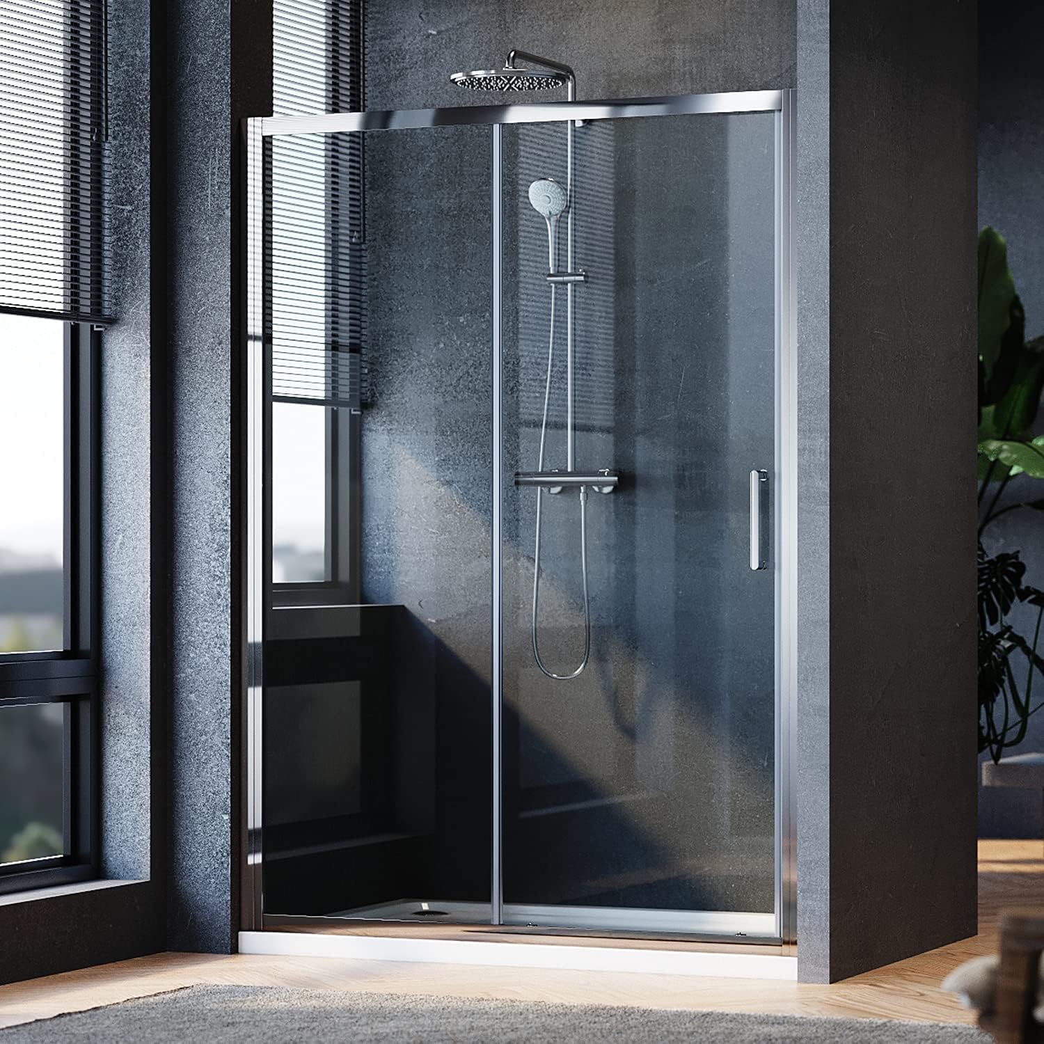 ELEGANT 1200mm Sliding Shower Door Modern Bathroom 8mm Easy Clean Glass Shower Enclosure Cubicle Door.