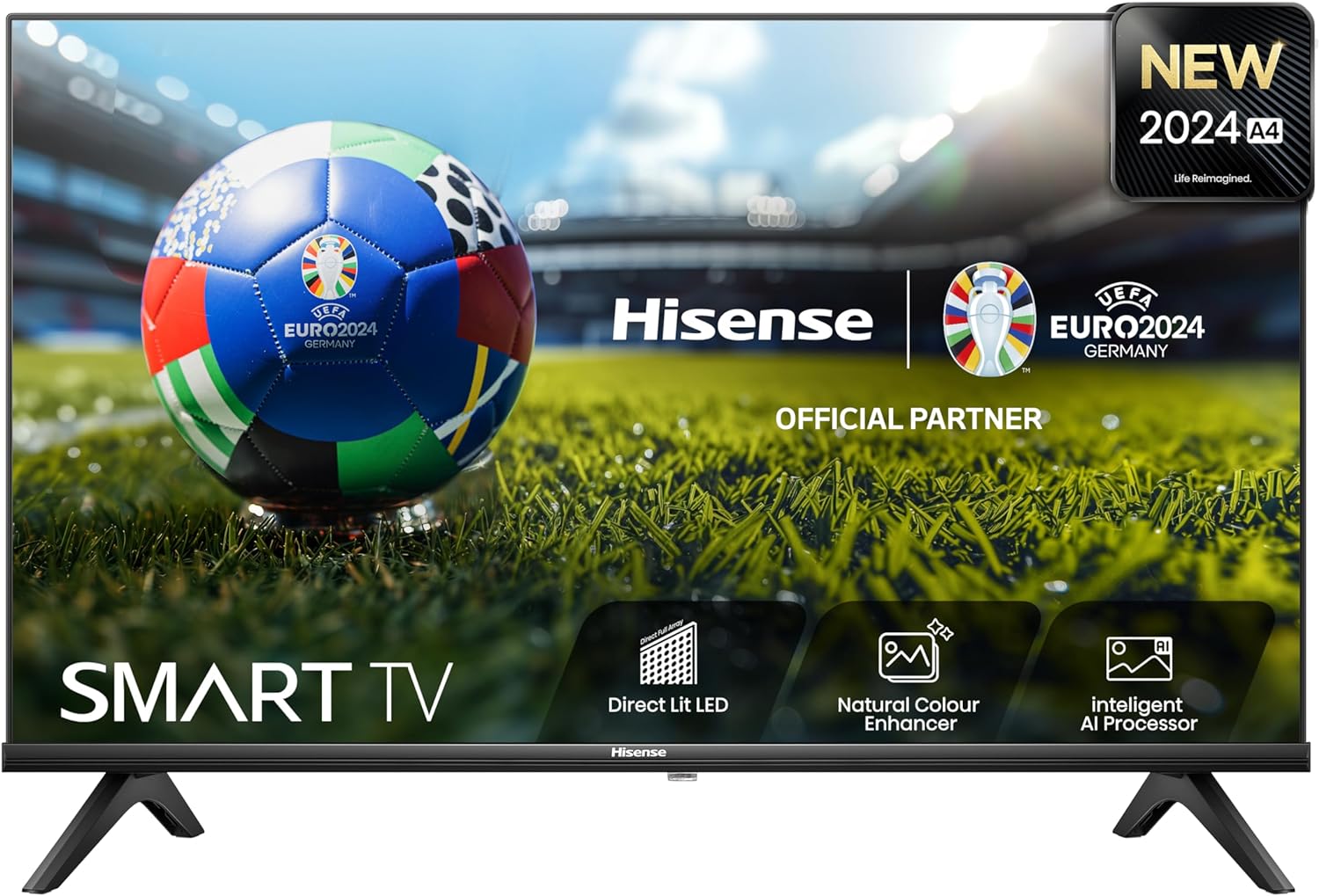 Hisense 40 Inch Smart TV 40A4NTUK - FHD Resolution, Natural Colour Enhancer, DTS Virtual:X & Dolby Audio, AI Sports Mode, VIDAA OS with Youtube, Netflix and Disney+ and Freeview Play (2024 Model).