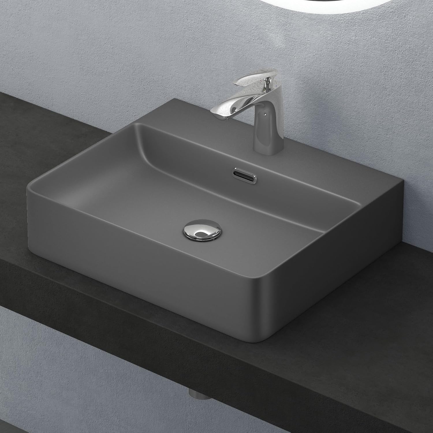 Mai & Mai Countertop Basin Ceramic Wall-Mounted Bathroom Basin 42x42x12cm White Sink with Tap Hole Meissen201.