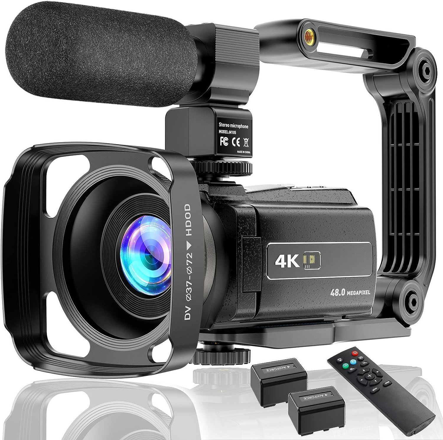 4K Video Camera Camcorder UHD 48MP WiFi IR Night Vision Vlogging Camera for YouTube Touch Screen 16X Digital Zoom Camera Recorder with Microphone, Handheld Stabilizer, Lens Hood, Remote,2 Batteries.