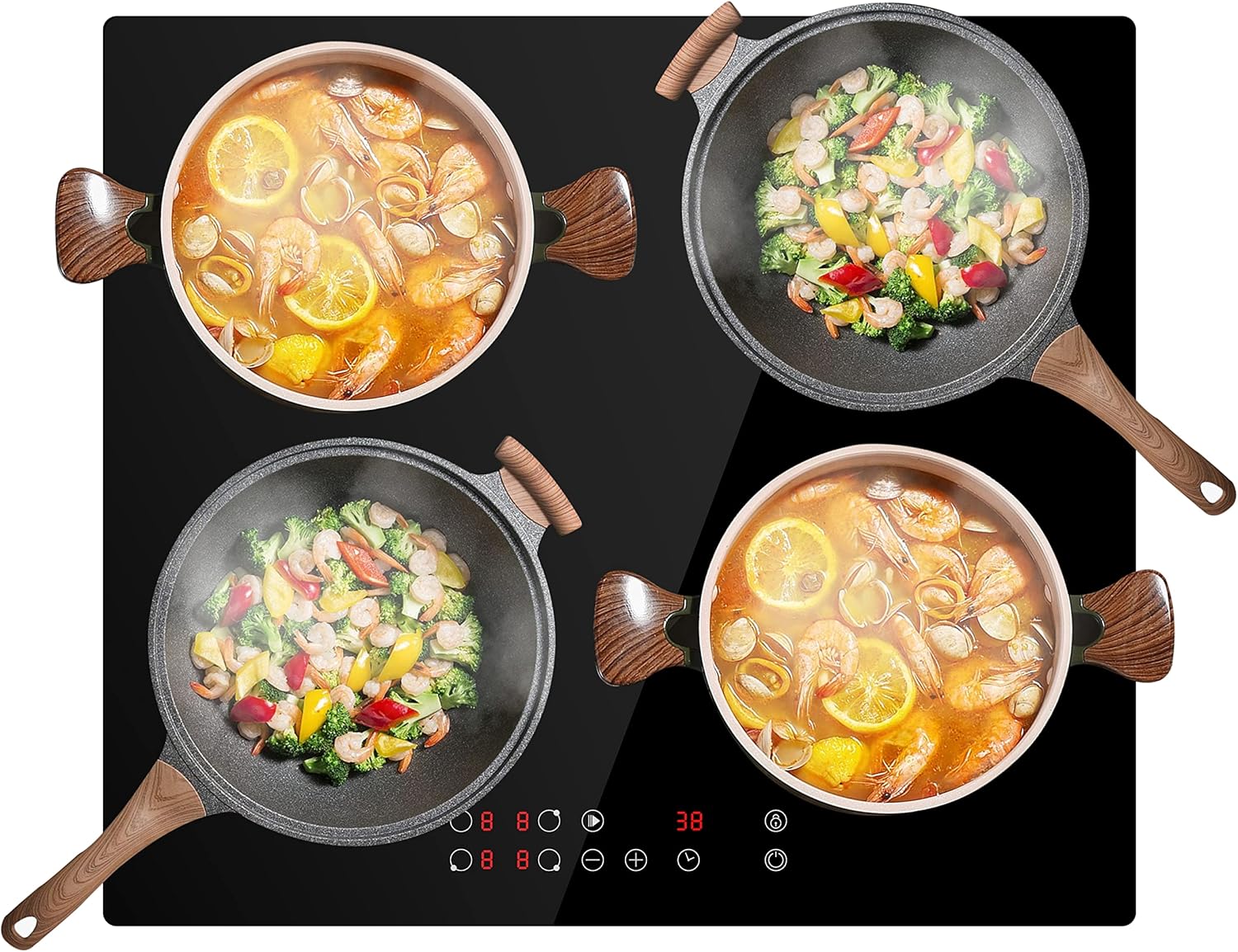 30cm Ceramic Hob in Black - Digital Touch Controls - 2 Cooking Zones (watts, 3000).