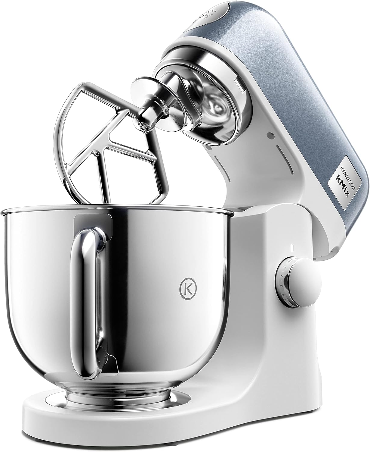 Kenwood kMix Stand Mixer for Baking, Stylish Kitchen Mixer with K-beater, Dough Hook and Whisk, 5L Stainless Steel Bowl, Removable Splash Guard, 1000 W, Editions Blue.