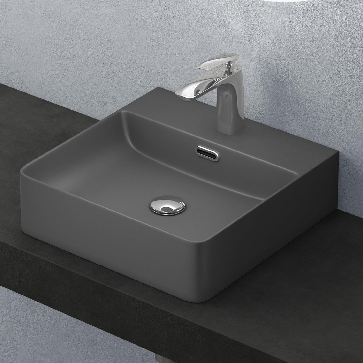 Mai & Mai Countertop Basin Ceramic Wall-Mounted Bathroom Basin 42x42x12cm White Sink with Tap Hole Meissen201.