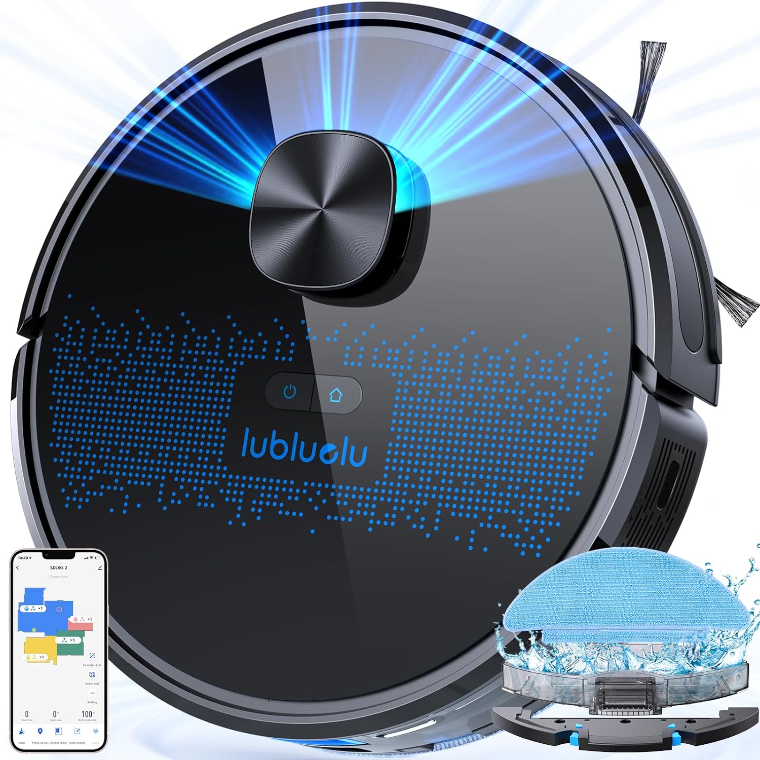 Lubluelu Robot Vacuum Cleaner with Mop 4000Pa, 2 in 1 Robot Vacuum, Lidar Navigation, 5 Real-Time Mapping,10 No-go Zones, Wifi/App/Alexa, Laser Robotic Vacuum Cleaner for Pet Hair, Carpet,Hard Floor.