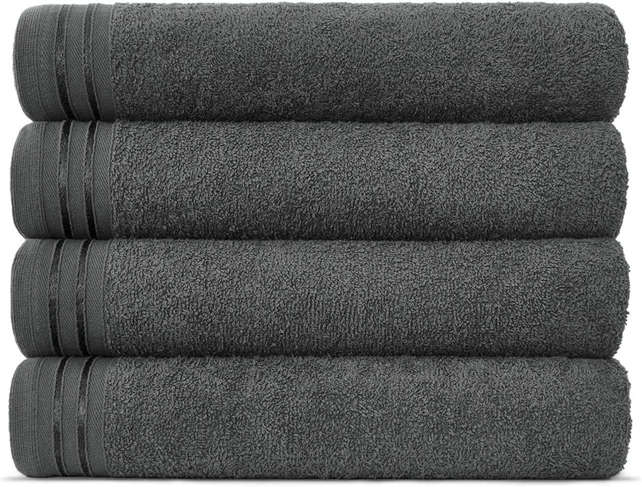 Lions Bath Towels - Set of 4 Bathroom Large Bath Sheets, 100% Luxury Cotton, 500 GSM 75X135CM, Highly Absorbent and Quick Dry Extra Large Bath Towel, Bathroom Accessory Set, Black.