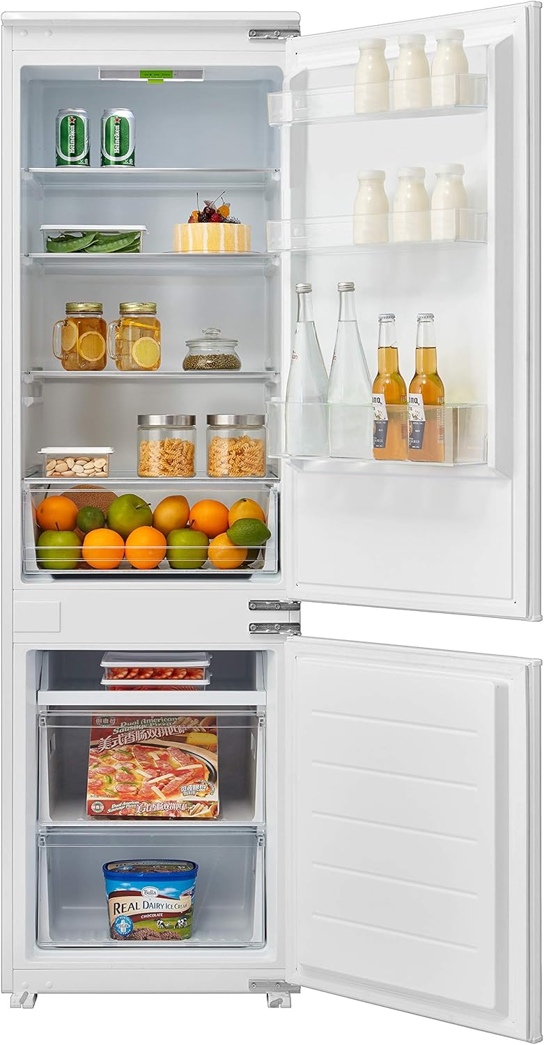 Cookology CBIST70301 70/30 Sliding Hinge Integrated Combi Fridge Freezer Refrigerator | Metal Back.