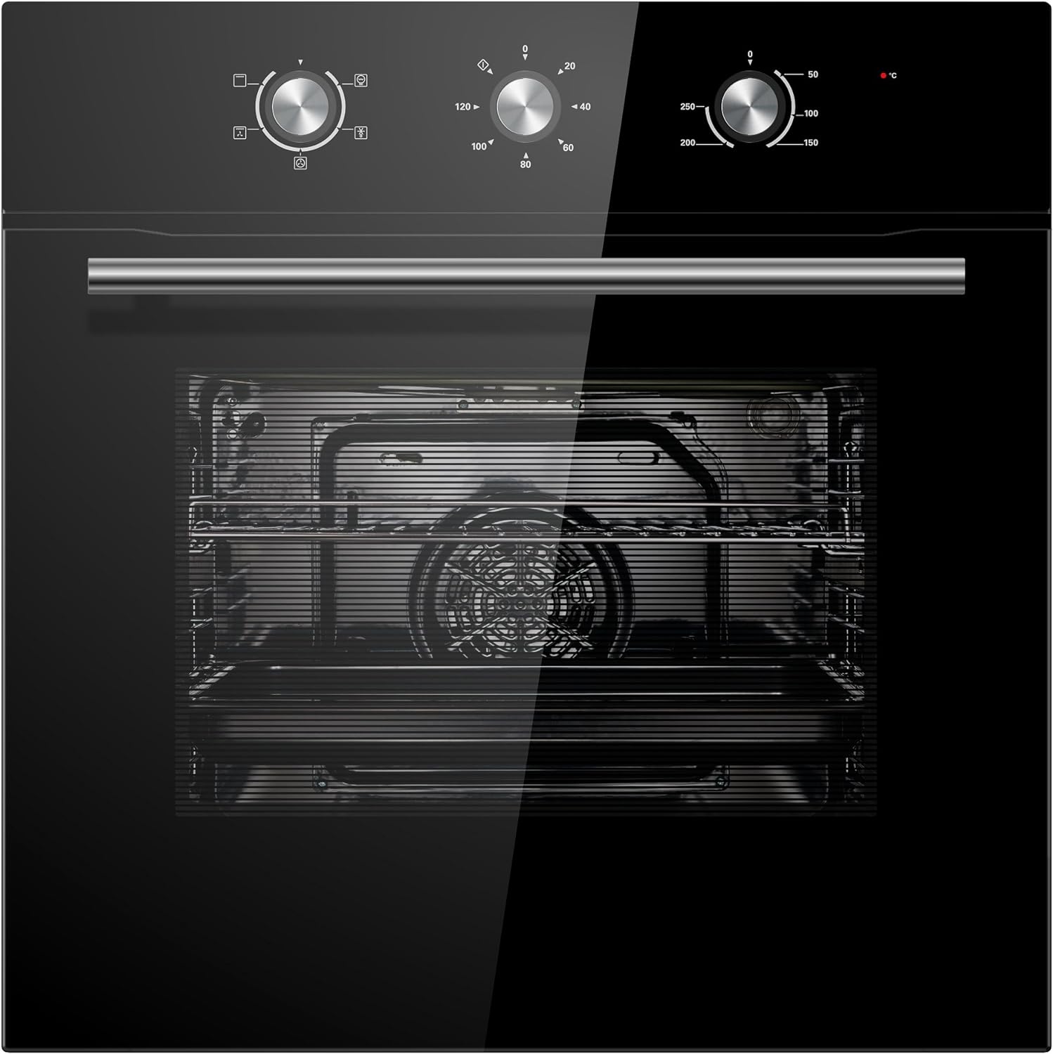 Cookology COF600BK 60cm Black Built-in Single Electric Fan Forced Oven & timer.