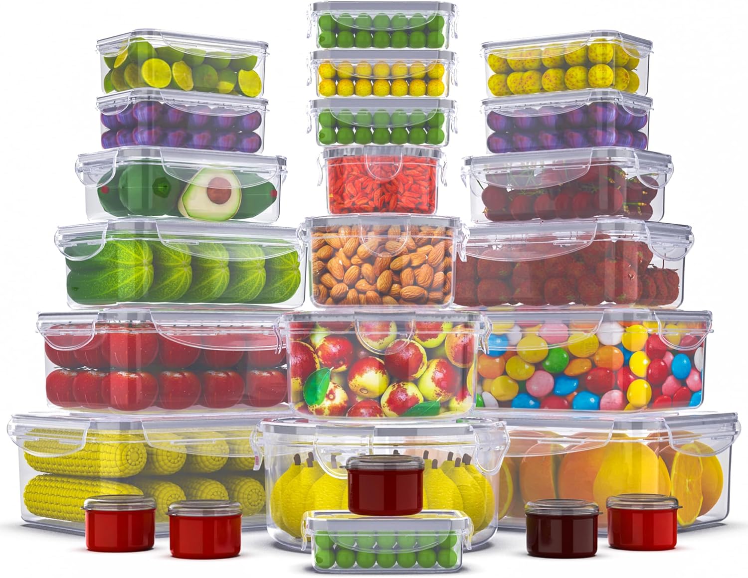 38 Pcs Large Food storage containers-2500ML to Sauces Box Stackable Kitchen storage bowls sets BPAFree Leak proof Plastic food Storage Containers with lids airtight-Microwave freezer safe lunch boxes.