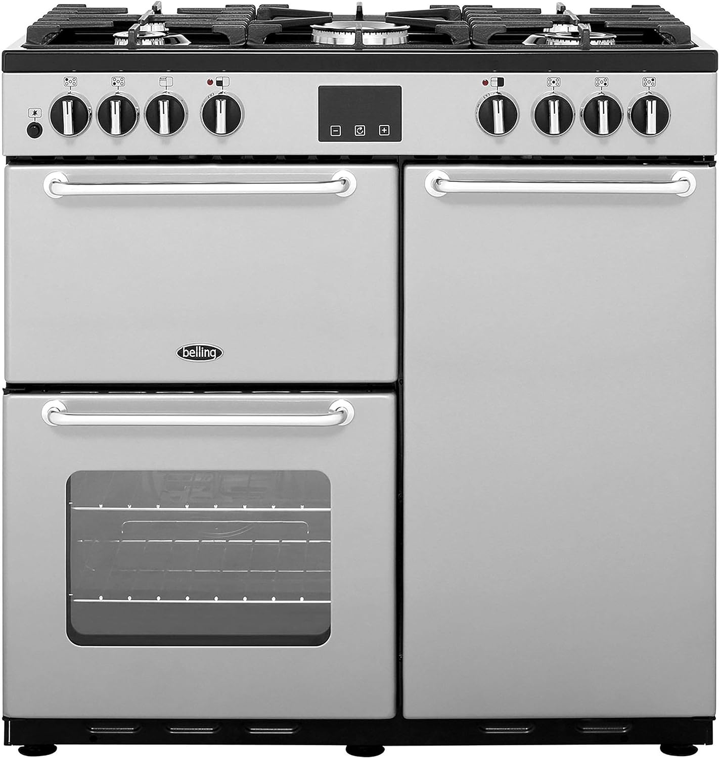 Belling SANDRINGHAM90DFT 90cm Dual Fuel Range Cooker - Silver.