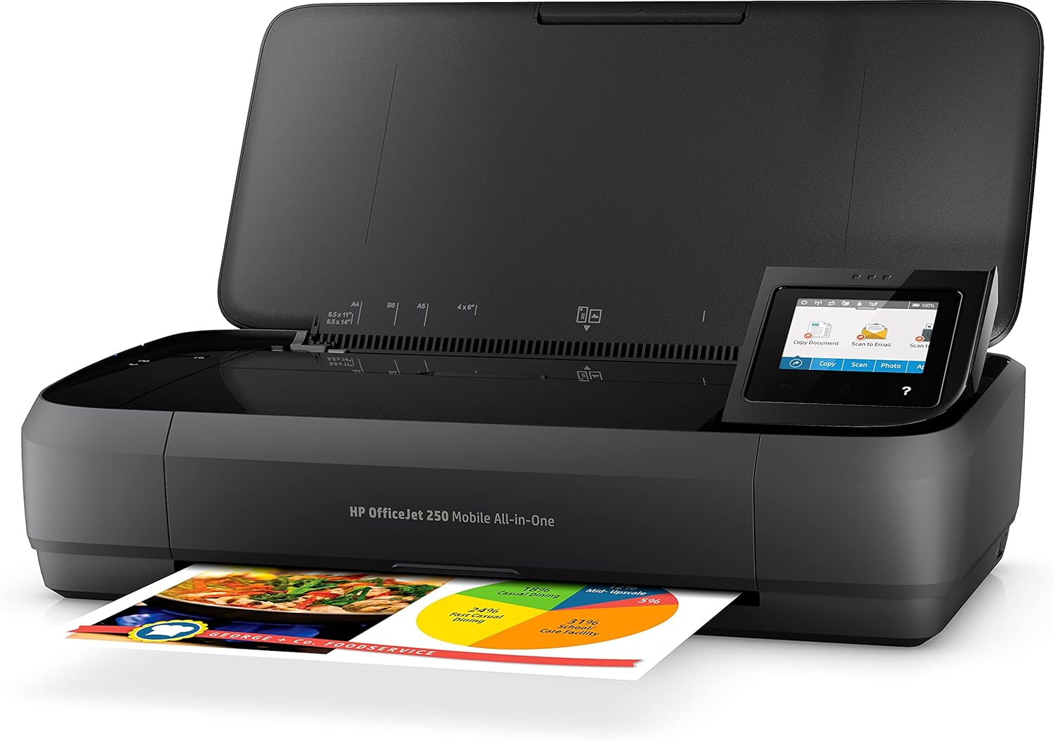 HP Officejet 250 mobile multifunction printer (printer scanner, copier, WLAN, HP ePrint, Wifi Direct, USB, 4800 x 1200 dpi) black.