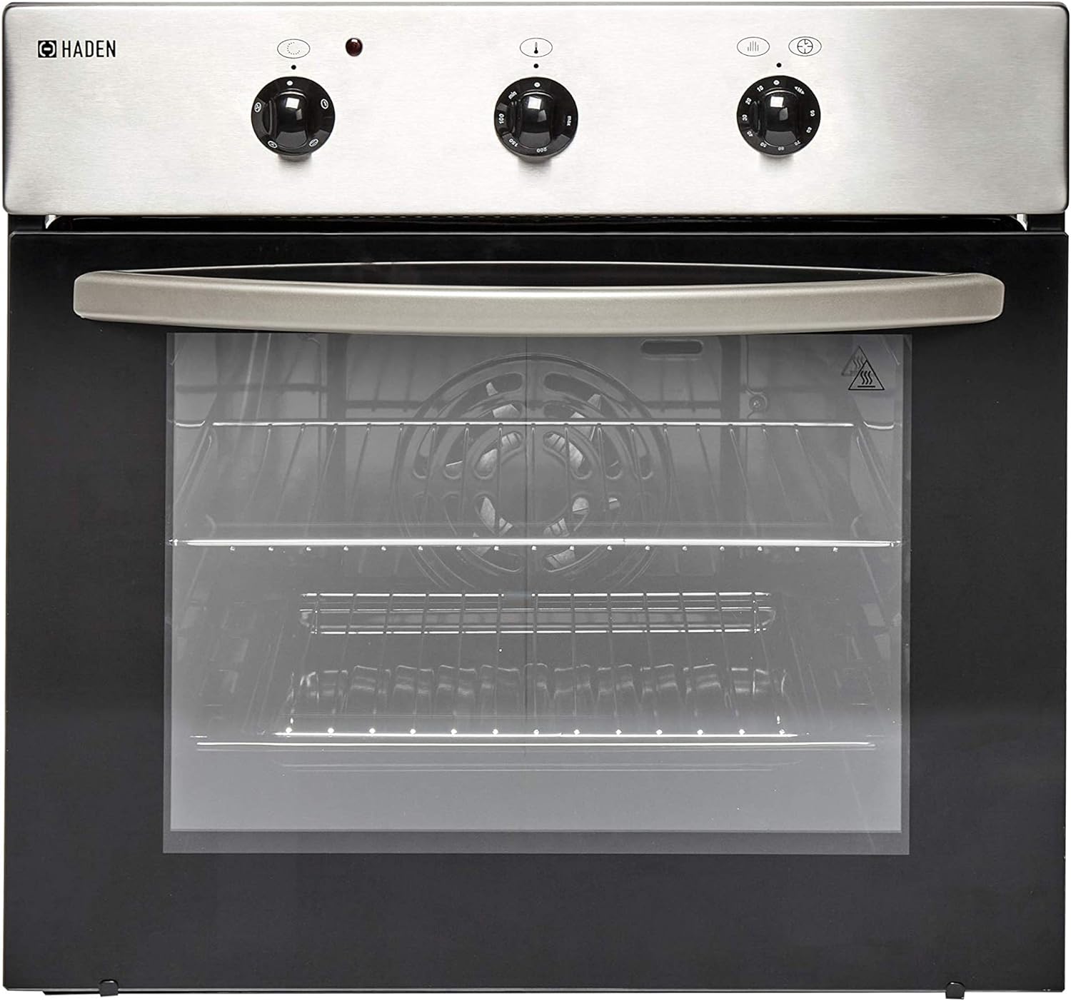 Haden 60cm Built in Electric Oven - 64L Capacity, Stainless Steel, Energy-Efficient, High Wattage Grill, Cooling Fan, and Easy To Clean Interior, Timer.