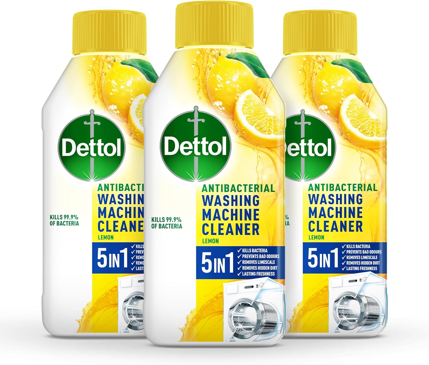 Dettol Lemon Breeze Washing Machine Cleaner, 250 ml, Pack of 3.