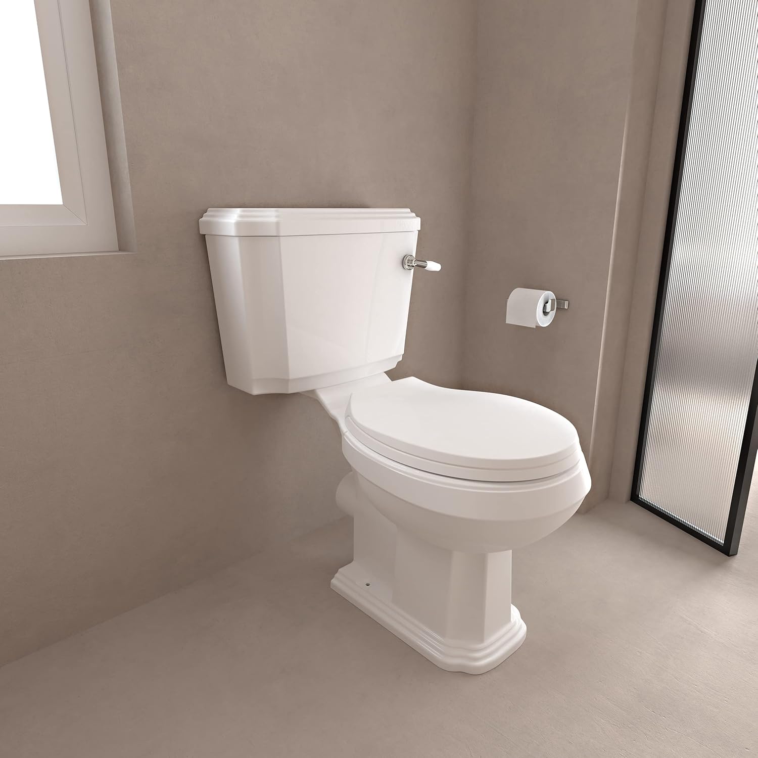 Bathroom Traditional Close Coupled Toilet Soft Close Seat Modern WC.