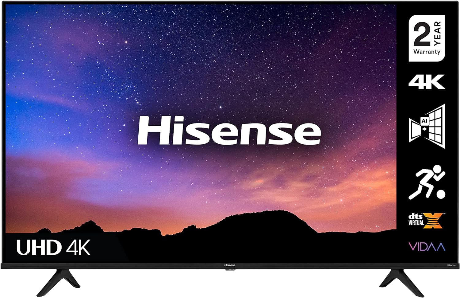 HISENSE 55A6GTUK (55 Inch) 4K UHD Smart TV, with Dolby Vision HDR, DTS Virtual X, Youtube, Netflix, Freeview Play and Alexa Built-in, Bluetooth and WiFi (2021 NEW), Operating System VIDAA.